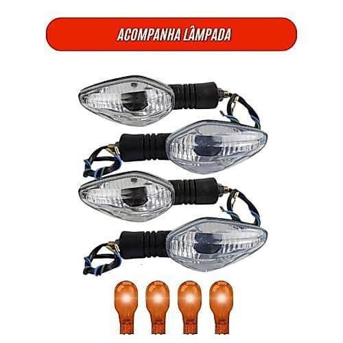 Kit 4 Pisca Seta de Moto Nxr Bros 150/160 Titan Cg 150 Titan 160 Fan 125 Titan 160 Cbx Twister CRISTAL