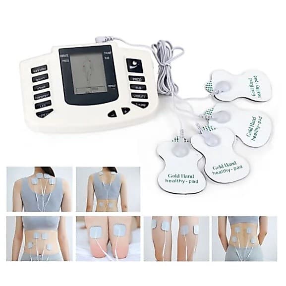 Massageador De Corrente Russa Para Fisioterapia Muscular De Eletrochoques Com 4 Eletrodos