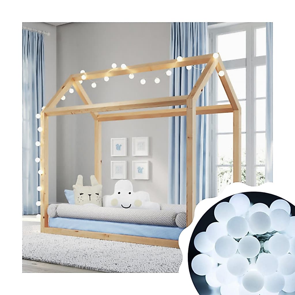 Luminária varal de luz led bolas 20 leds 110v decoração quarto infantil
