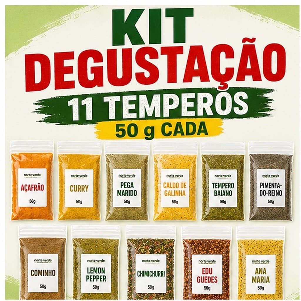 Kit 11 Temperos e Condimentos 50g Cada | Kit Degustação