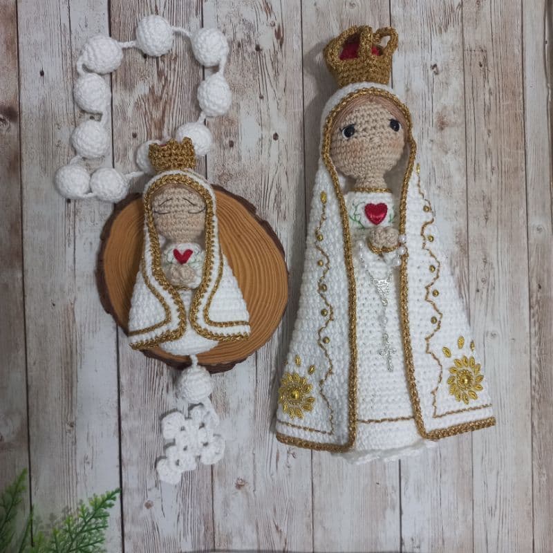 Kit Nossa Senhora de Fátima em amigurumi crochê