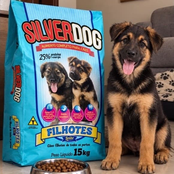 Ração para cachorro Filhotes, Silver Dog Sabor Leite,15 kg