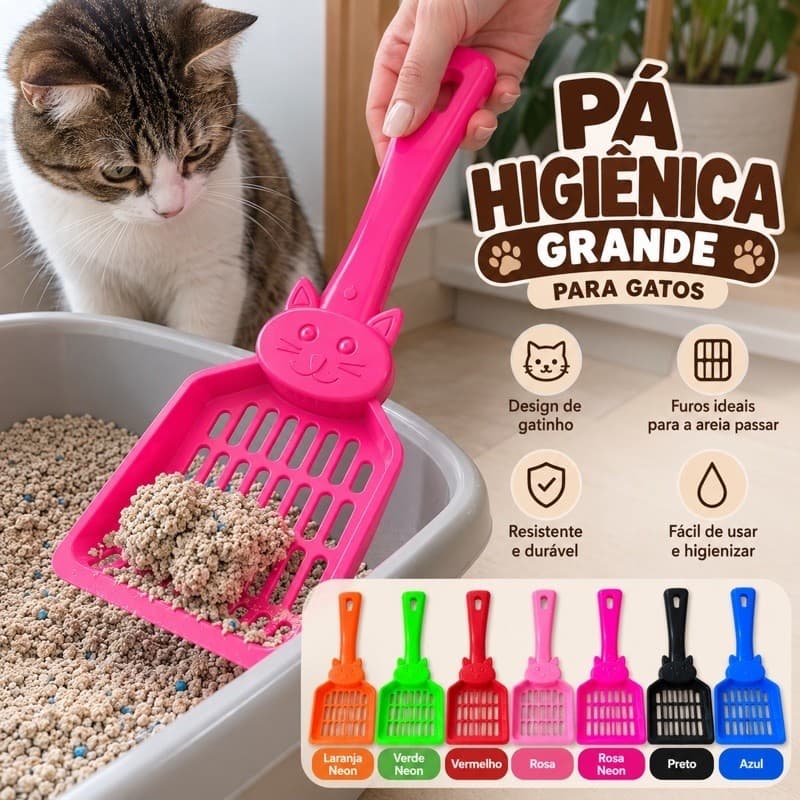 Pá Higiênica Grande para Gatos Caixa de Areia Pazinha Coletora de Areia Sanitária