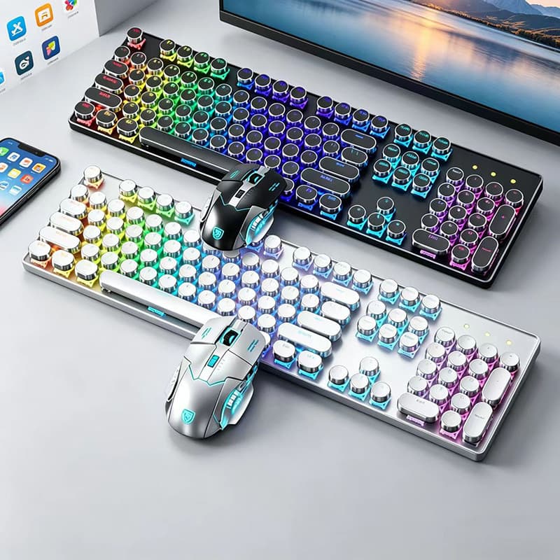 Kit Gamer Teclado Mecânico RGB + Mouse USB 3200DPI  Com 6 modos de iluminação – Jogos, Stream e Competição H7