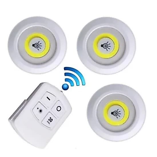 Kit  Lâmpada Luminaria Led Spot Sem Fio Controle Remoto