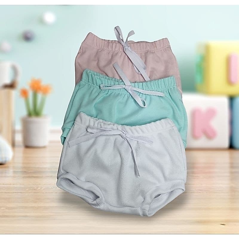 Kit 3 shorts tapa fraldas 100% algodão maternidade enxoval bebê