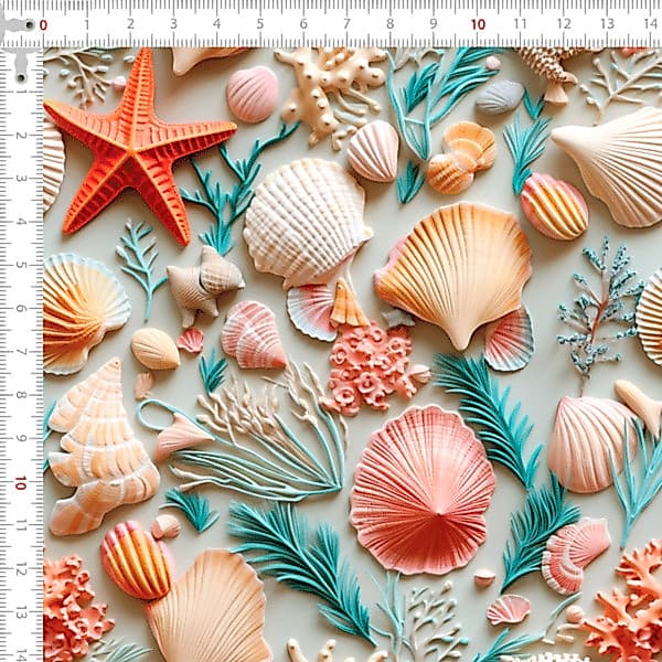 Tecido Sarja Impermeável Estampada 3D Belezas do Mar Patchwork Artesanato Pano Bolsa Almofada