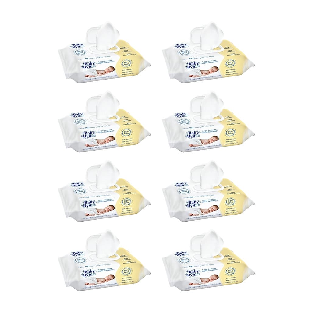 KIT 800 TOALHAS UMEDECIDA BABY BYN R.N  (8UNDX100FLS) SEM PERFUME/RECEM NASCIDO - ENVIO IMEDIATO