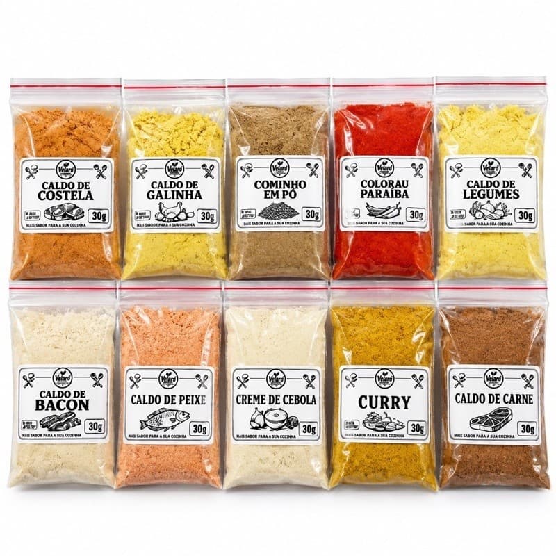 Kit Econômico 10 Temperos 30g Cada | Condimentos para Carnes Frango Arroz Feijão e Receitas