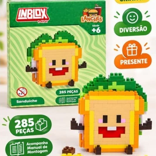 Blocos de Montar Mini Sanduíche 285 Peças Brinquedo Educativo Fofo Kawaii Presente Criativo Estilo Lego