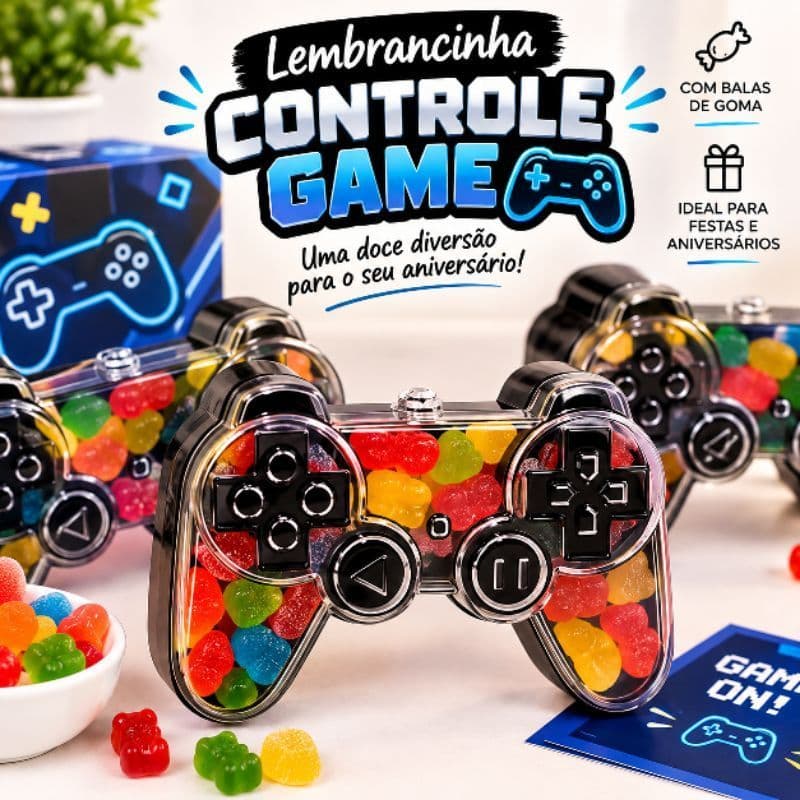 Kit 12/24/36 Baleiro Acrílico Controle de Videogame Porta Doces Lembrancinha Gamer Minecraft Roblox Festa joystick