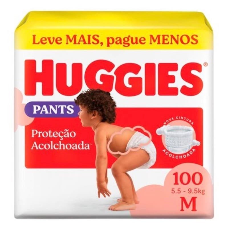 Fralda Infantil Huggies Proteção Acolchoada Pants M 100