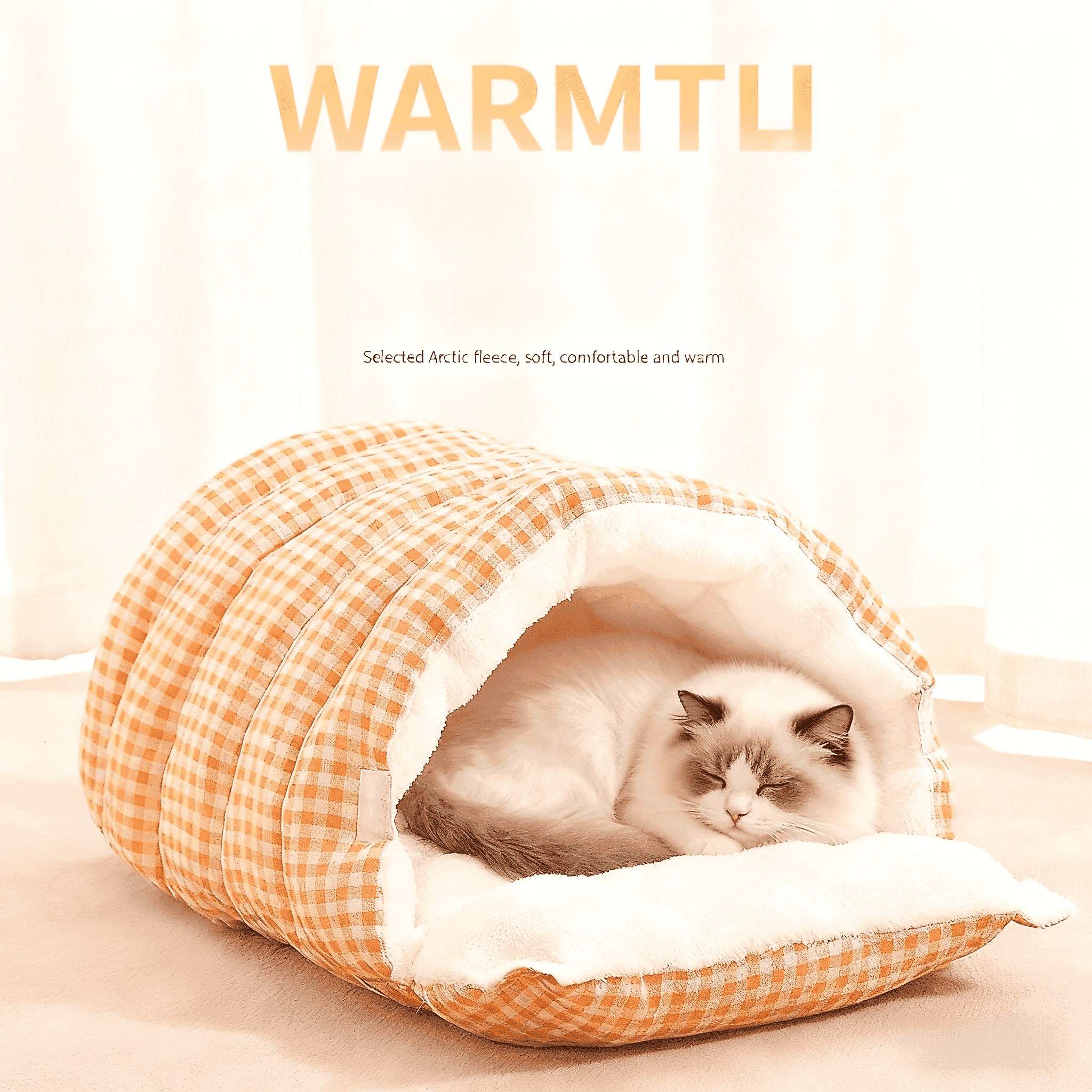 Cama Pet Fechada para Todas as Estações Best-seller, Cama de Inverno Quentinha para Cães Pequenos, Casinha Removível e