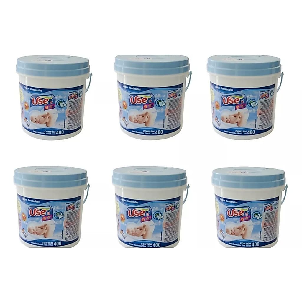 6 Pacote De Lenço Umedecido Em Balde Com 2400 Total Use It