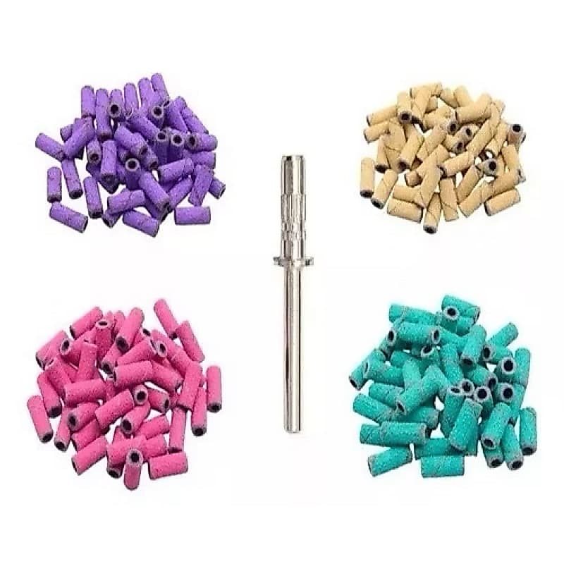 Kit Broca Mandril Caixa 50 Refil De Lixa Premium para Motor Lixadeira Helen Color HGJ-1112