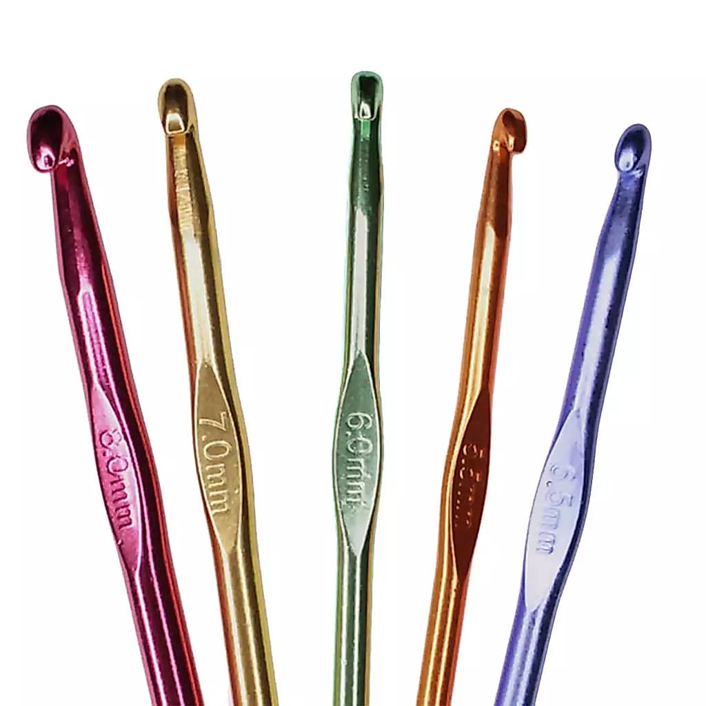 Agulha De Crochê Para Barbante Metal Colorida Diversos Tamanhos Para Artesanato Profissional