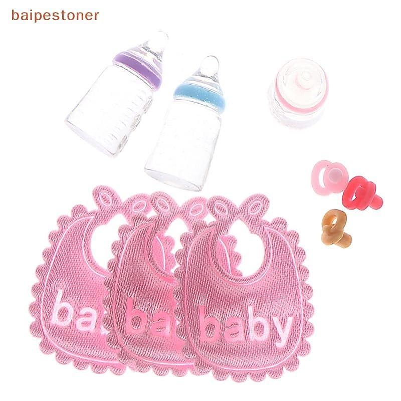[baipestoner] 1 : 12 Casa De Bonecas Em Miniatura Mamadeiras Chupeta Babadores Conjunto Acessório De Berçário Presente