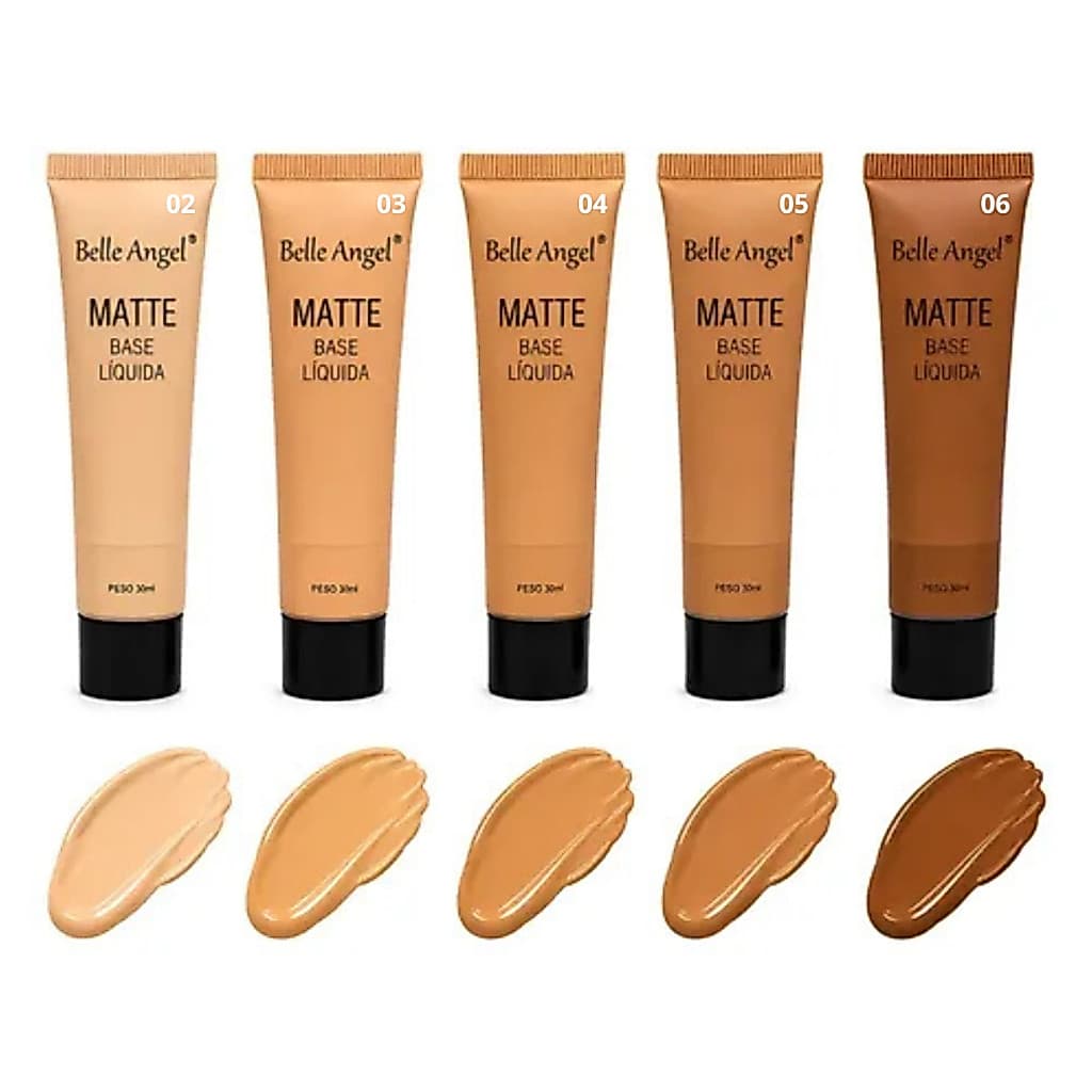 Base Líquida Belle Angel 30ml Matte Alta Cobertura Maquiagem Longa Duração