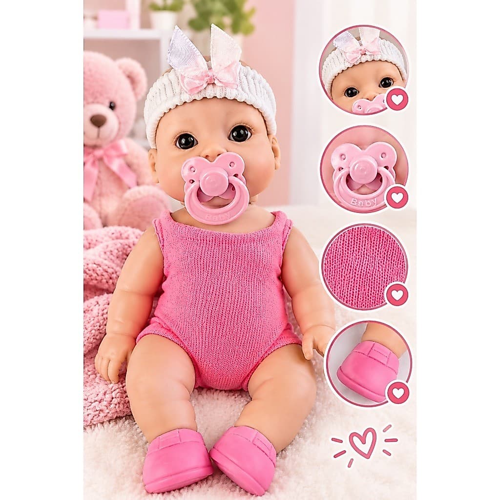 Boneca Bebê Realista com Chupeta e Roupinha Boneca Infantil Presente Menina