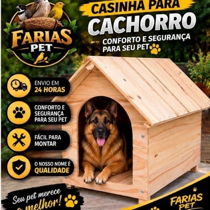 Casinha de Madeira Pinos N7 cachorro porte grande (Casinha Grande)