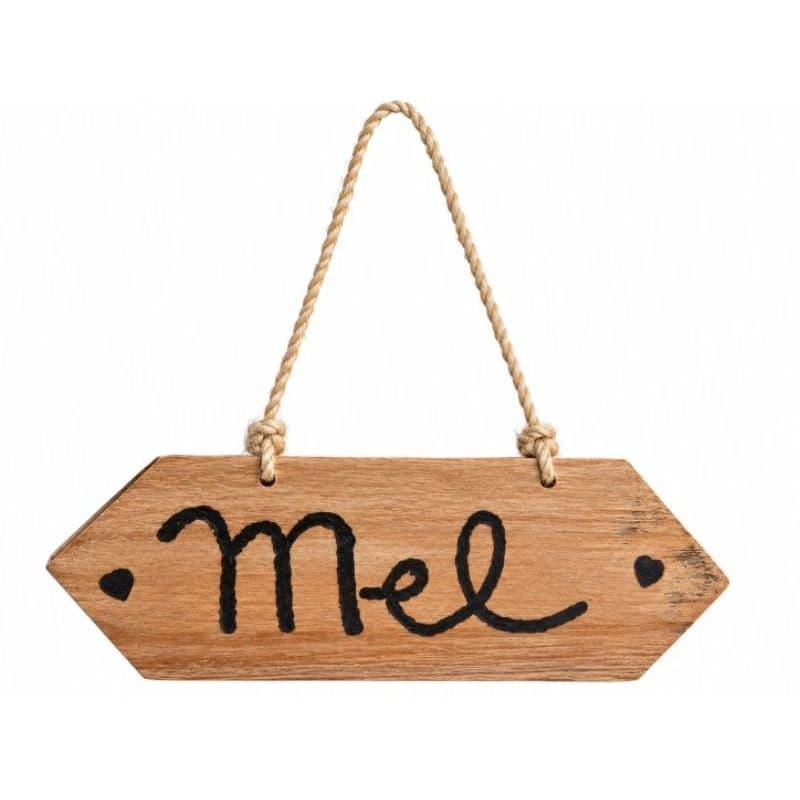 Placa Decorativa Pet em Madeira Formatos com Nome Personalizado e Corda para Casinha de Cachorro