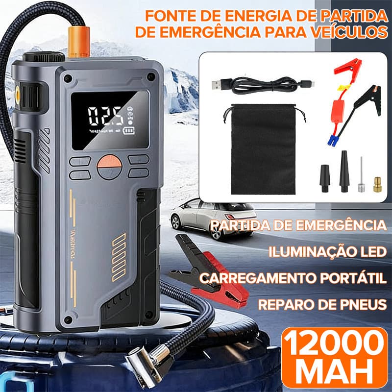 JMJN Compressor de Ar Portátil 150PSI Digital 12000mAh LCD Recarregável para Carro Moto Bike