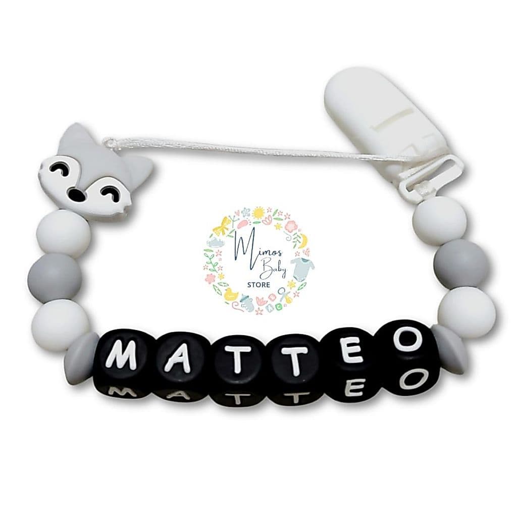 Prendedor de Chupeta de Silicone Macio e Mordedor Personalizado com Nome do Bebê Raposa BPA FREE