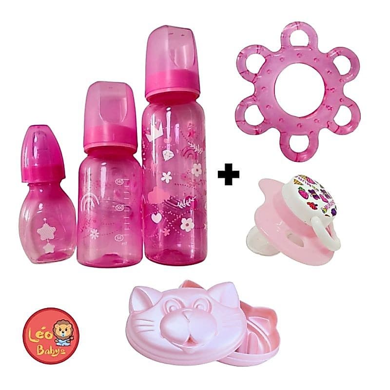 Kit 6 Peças Com 3 Mamadeiras e Produtos para Bebês
