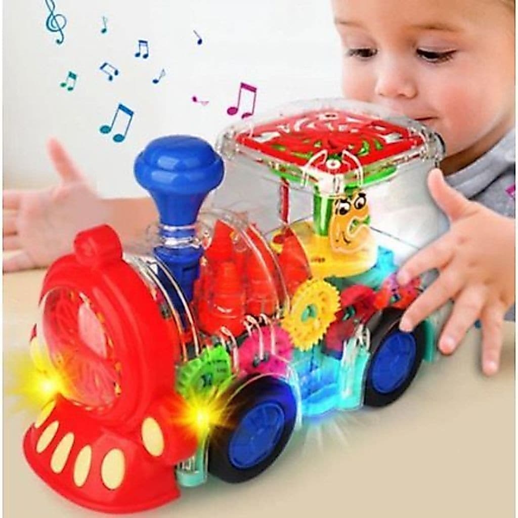 Brinquedo Trenzinho Transparente Anda Com Son E Luz Educativo Didático Criança Infantil Trem Bebe Plástico