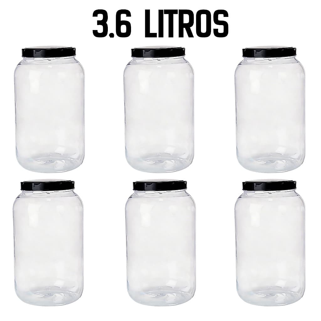 Conjunto 6 Potes Organizador Multiuso Grande 3,6 Litros Tampa com Rosca Cozinha Mantimentos