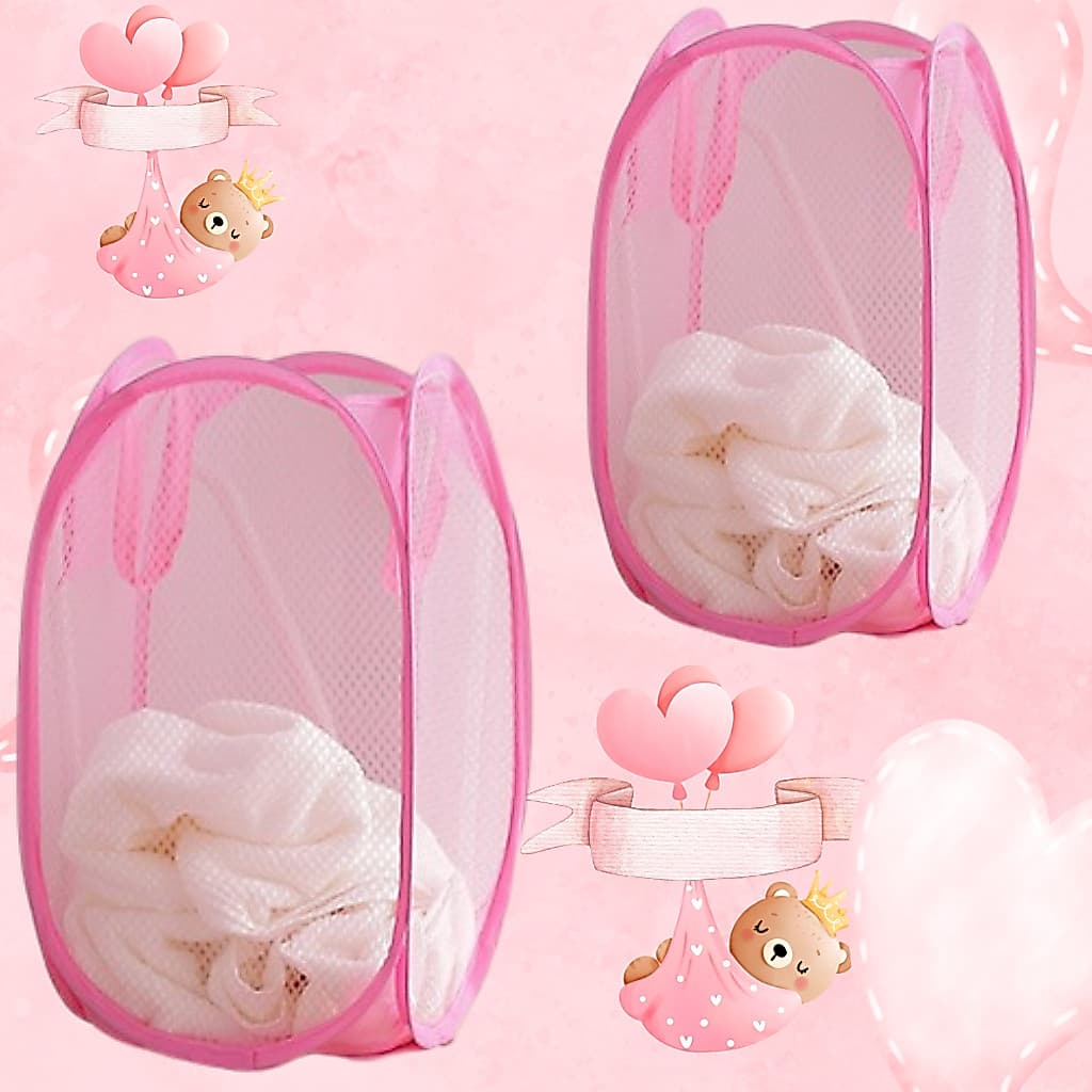Kit com 2 Cesto de Roupa Lavanderia Banheiro Quarto Cesto de Brinquedos Organizador 30x30x46CM