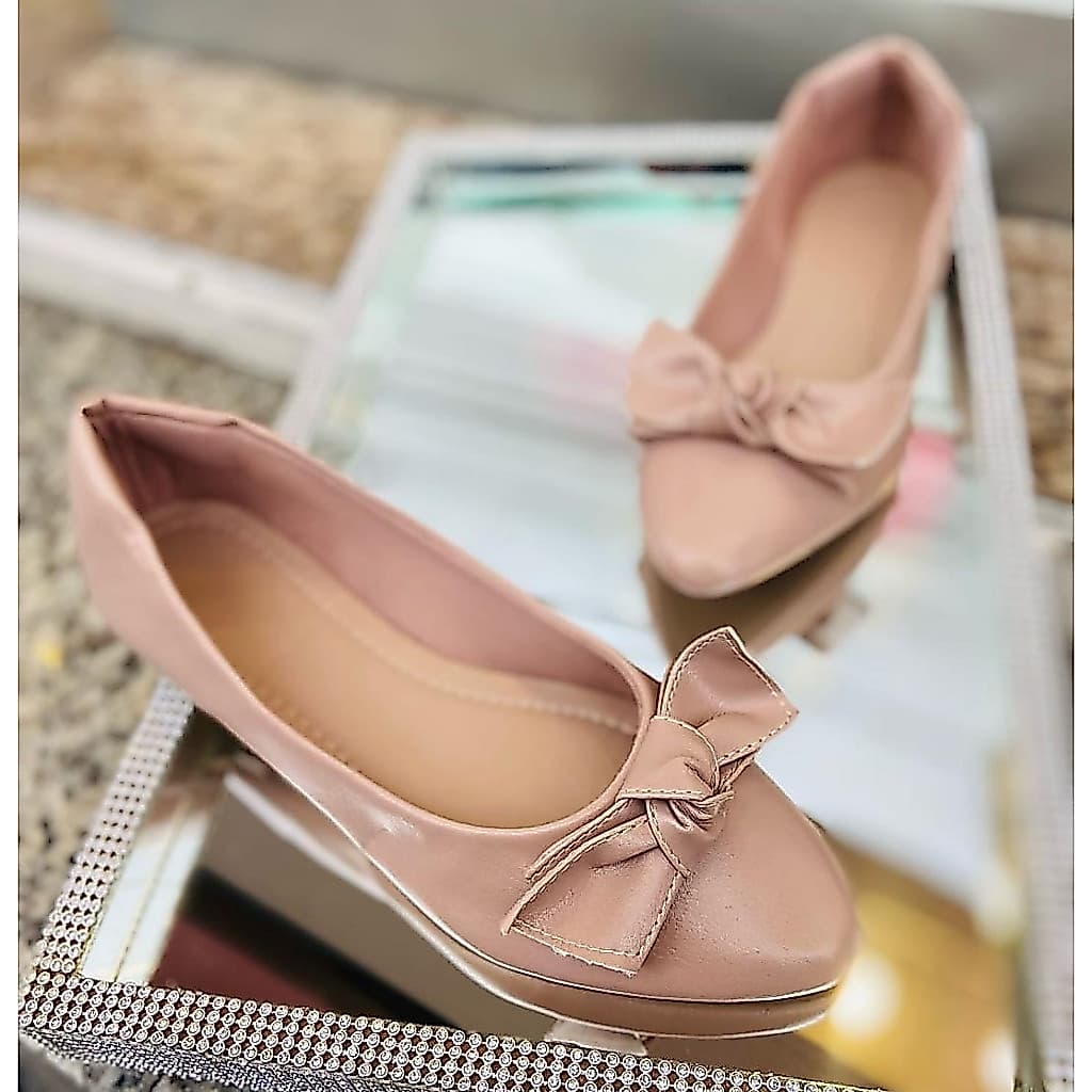 Sapatilha Feminina Casual Sapato Bico Fino Sola Macia Laço Sola Macia Confortável Têndencia