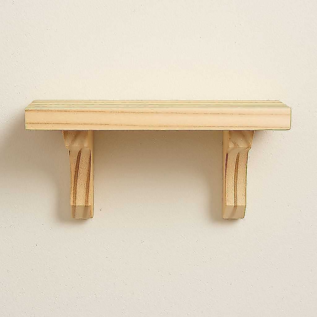 Prateleiras de Parede Decorativas com Suporte Artesanal de Madeira 25cm 30cm 35cm Natural ou Envelhecida