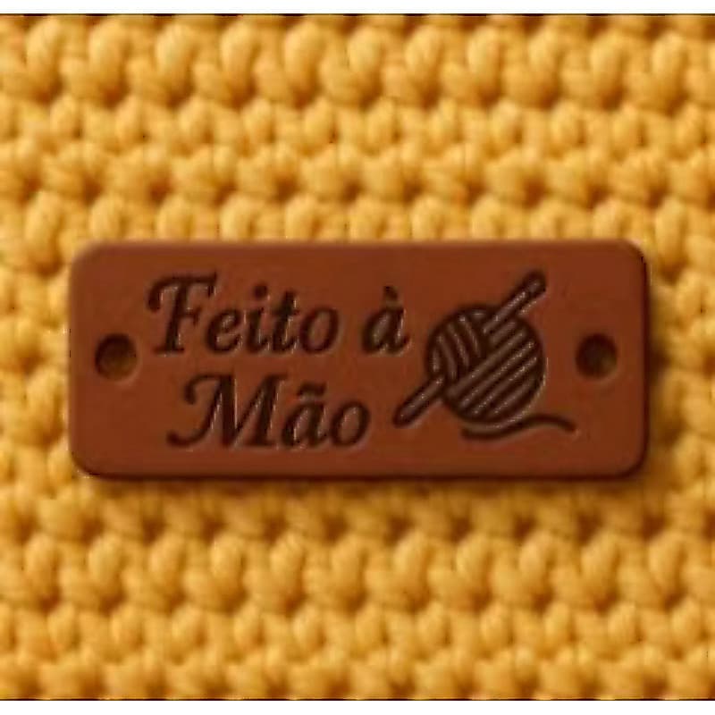 Etiqueta para Crochê  Couro Sintético Feito à Mão Kit 10 25 50 100 Amigurumi Macramê**Etiqueta para Crochê