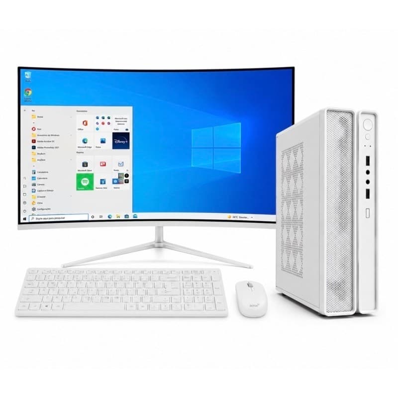 Pc Slim branco completo i7 / 16gb De Ram/ Ssd 1TB /Wifi /Tela 23.8'' Curvo 100HZ + Nota fiscal