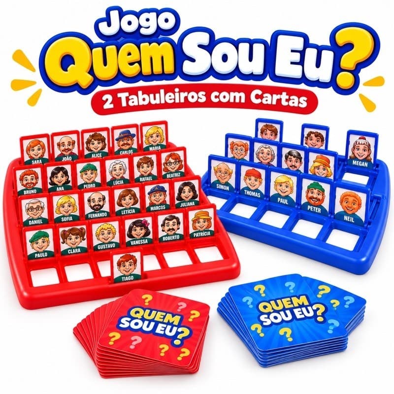 Jogo Quem Sou Eu Adivinha Quem Jogo de Tabuleiro Infantil 2 Jogadores Perguntas Raciocínio Lógico Família Crianças