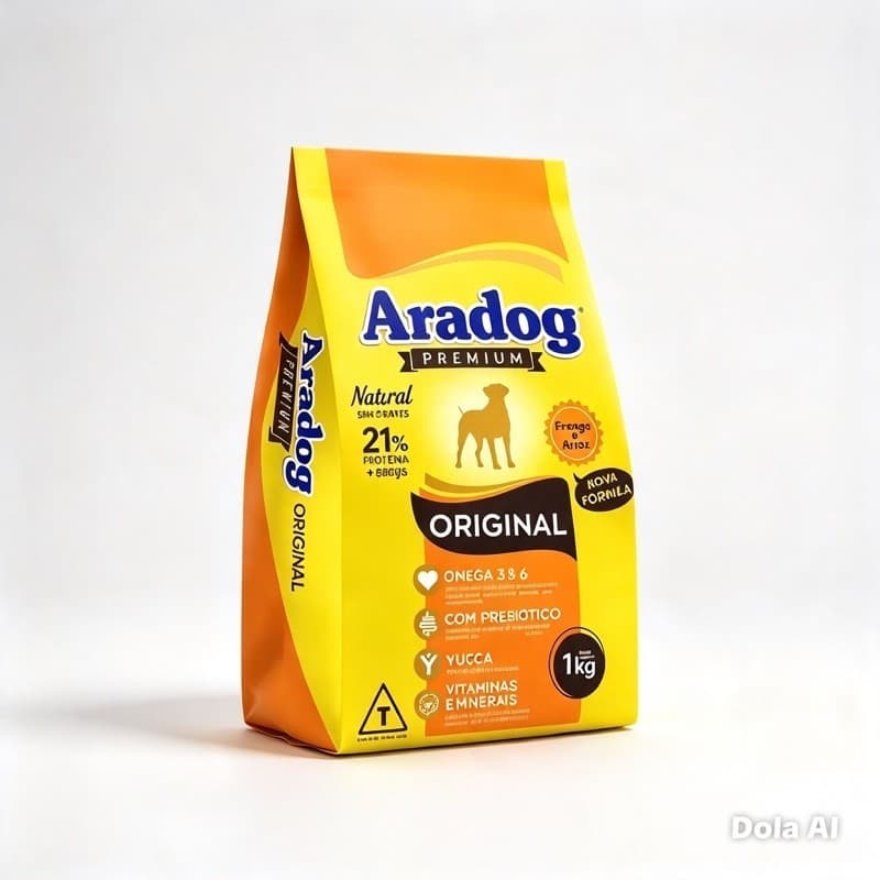 Ração para Cachorro 1kg Aradog Premium Frango e Arroz 21% Proteína