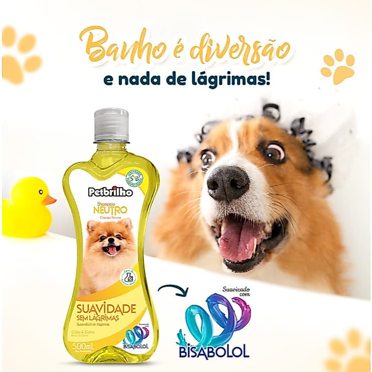 Shampoo para cachorro Neutro Calmante Natural para Peles Sensíveis Pet - Petbrilho 500ML