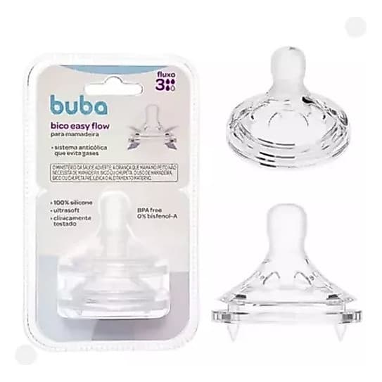 Kit Com 2 Bicos Para Mamadeira Easy Flow +4m Buba - Fluxo 3