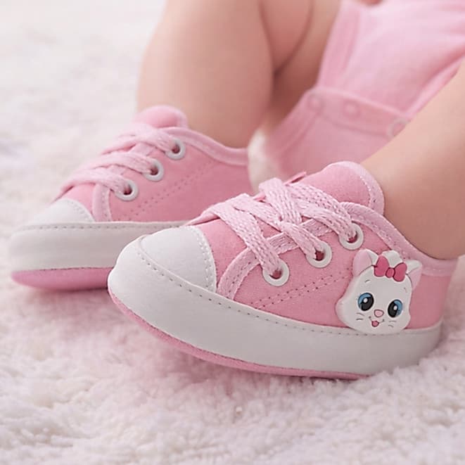 Sapatinho Bebê Recém Nascido Menina RN tênis infantil Rosa Confortável Leve Macio