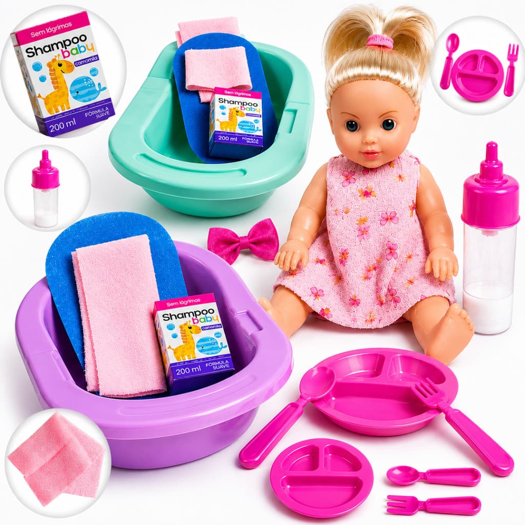 Boneca Bebê Reborn Vinil Super Macia Com Mamadeira Mágica Rosa Brinquedo Menina Infantil
