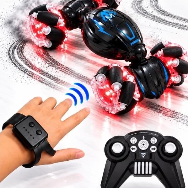 Carrinho Controle Remoto Sensor De Mão Stunt Gira 360° Anda De Lado Drift Luz LED - Carro Controle Remoto com Sensor