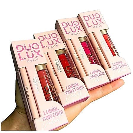Batom Líquido Matte + Lápis Labial Duo Lux Febella Makeup – Longa duração