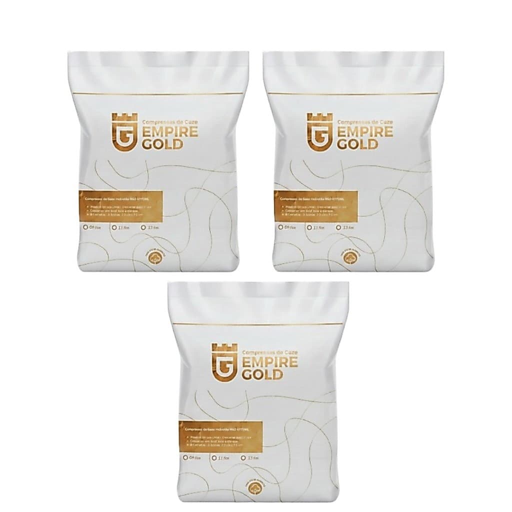 Compressa Gaze 7,5x7,5 13F Premium Profissional | 1500 Unidades | Kit 3 | Empire Gold