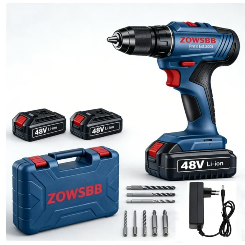 Furadeira parafusadeira 2 Baterias furadeira de impacto 48v ZOWSBB elétrica