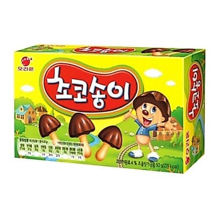 Biscoito com Chocolate ou Avelã Zangle Cogumelo Orion (Choco Boy) - Importado - Korea