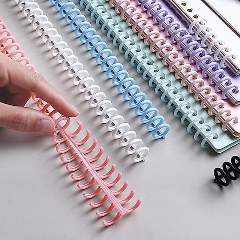 Pacote com 5 Discos Anel Espiral com 30 furos Para Encadernação/ Bloco De Notas/ Caderno/ Apostila