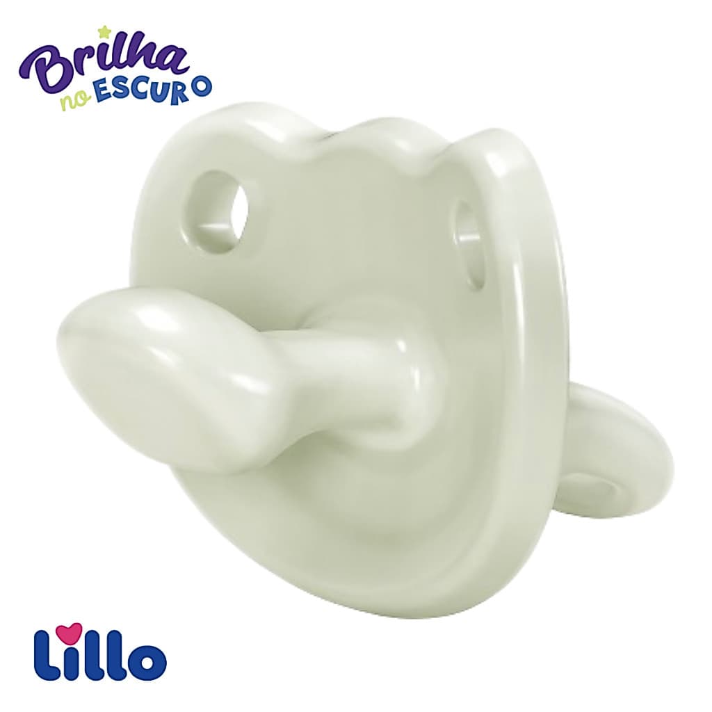 Chupeta Lillo Soft Divertida Glow Ortodôntica 100% Silicone Brilha no Escuro com Alça +6 meses