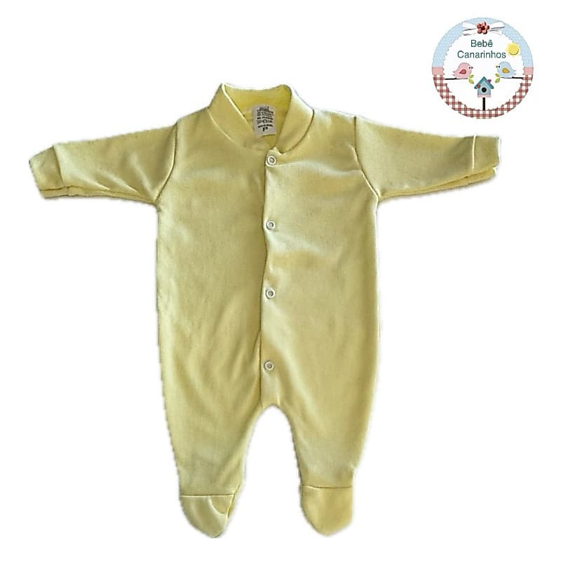 Macacão de Bebê Canelado Liso Menino e Menina Pé Redondo