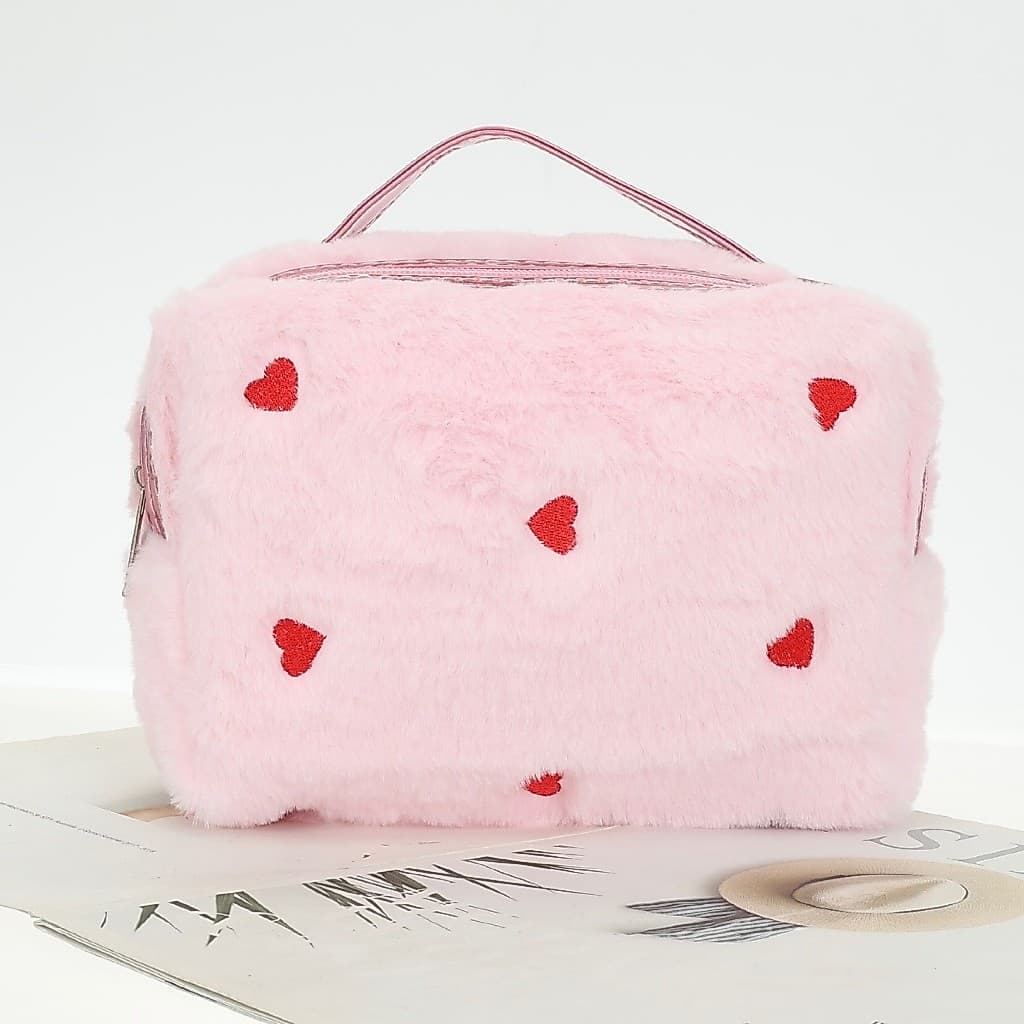 Bolsa Estojo Cosmética Fofo Pelúcia Grande Modelo Novo